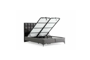 Dobbelseng Base & Hodegavl Sube Grå - 150 x 38 x 200 cm - Møbler - Senger - Sengeramme & sengestamme