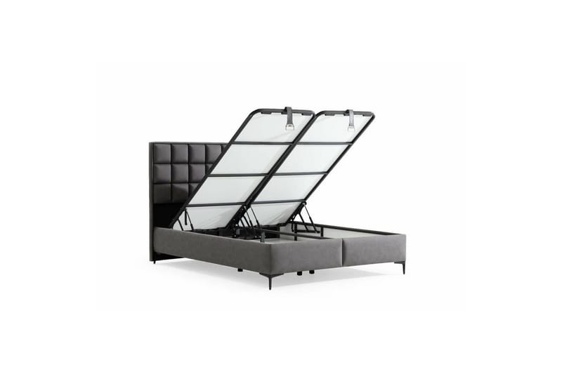 Dobbelseng Base & Hodegavl Sube Grå - 150 x 38 x 200 cm - Møbler - Senger - Sengeramme & sengestamme