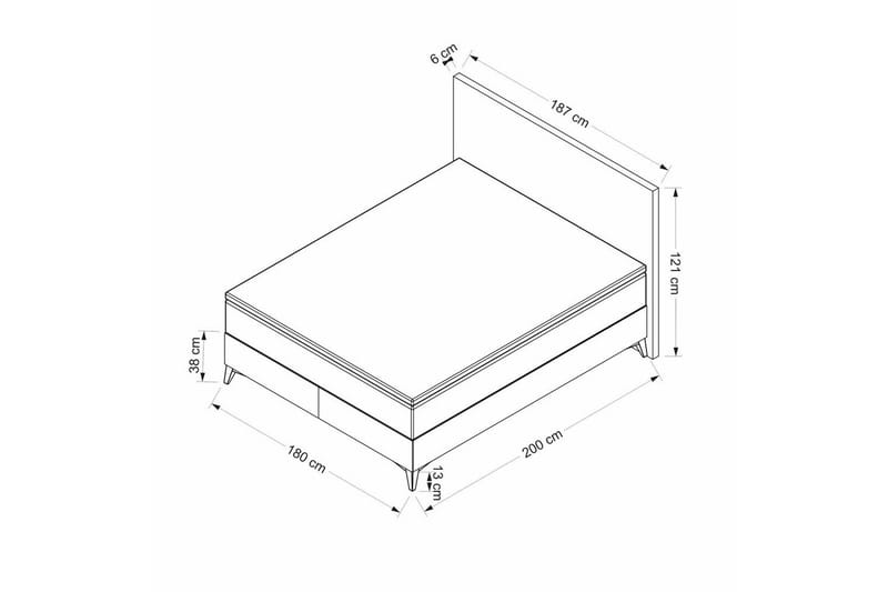 Dobbelseng Base & Hodegavl Sube Grå - 180 x 38 x 200 cm - Møbler - Senger - Sengeramme & sengestamme