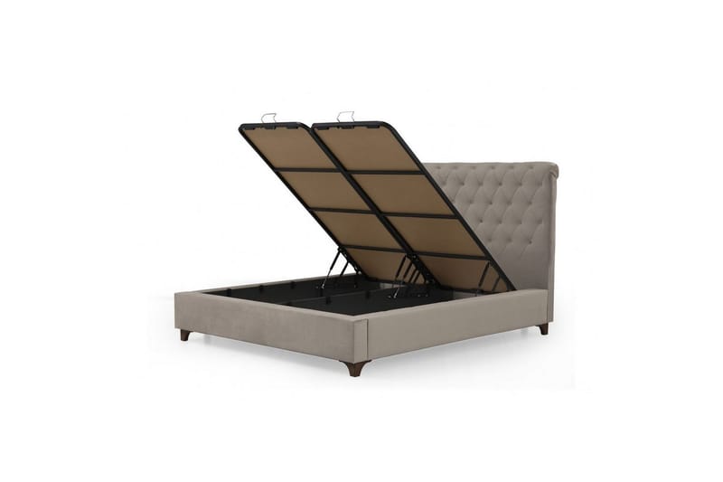 Dobbelseng Base & Hodegavl Subra beige - 160 x 130 x 200 cm - Møbler - Senger - Sengeramme & sengestamme