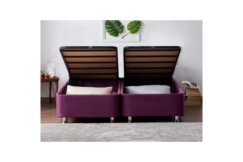 Dobbelseng Base Lilla Dobbel Lilla - 180 x 200 x 38 cm - Møbler - Senger - Sengeramme & sengestamme