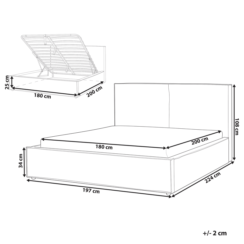 Dobbelseng Moissac 180x200 cm - Svart - Møbler - Senger - Senger med oppbevaring