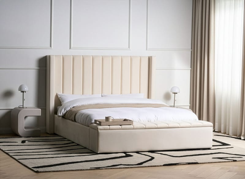Dobbelseng Noyers 160x200 cm - Off-White - Møbler - Senger - Senger med oppbevaring