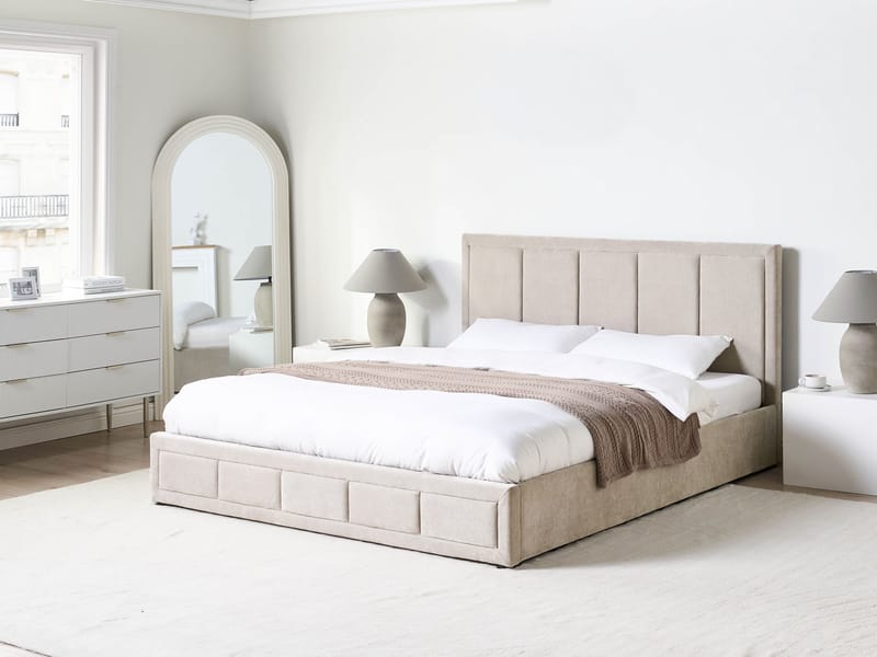 Dobbelseng Quiberon 180x200 cm - Taupe - Møbler - Senger - Senger med oppbevaring