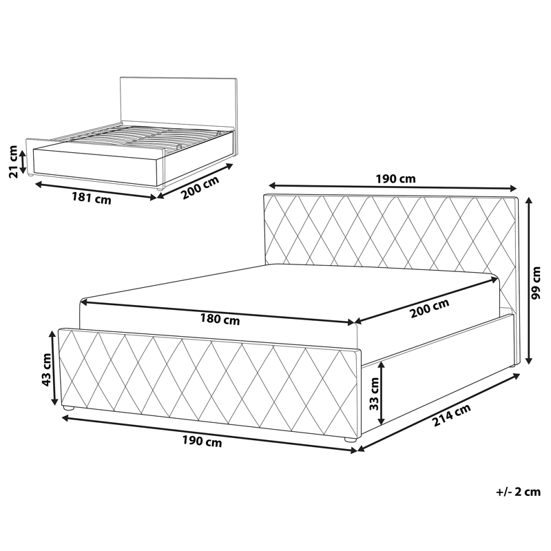 Dobbelseng Rochefort 180x200 cm - Beige - Møbler - Senger - Senger med oppbevaring
