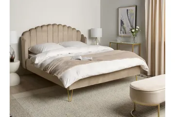 Dobbeltseng 160 x 200 cm fløyel taupe AMBILLOU - Møbler - Senger - Sengeramme & sengestamme