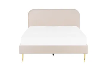 Dobbeltseng i fløyel 140 x 200 Beige FLAYAT - Møbler - Senger - Sengeramme & sengestamme