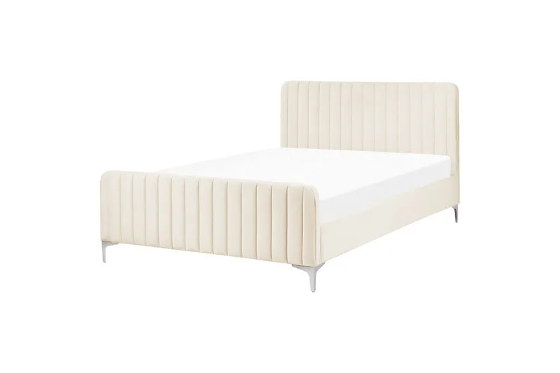 Dobbeltseng Lunan med lamellram Beige-Sølv, 140x200 cm, Beige-Sølv, 140x200 cm