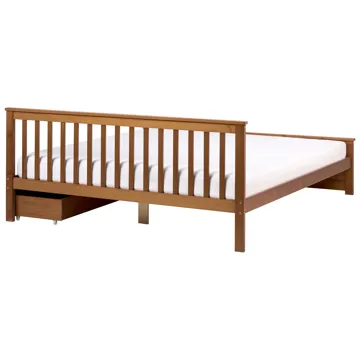 Dobbeltseng med 2 skuffer Olendon 180x200 - Brun - Møbler - Senger - Senger med oppbevaring