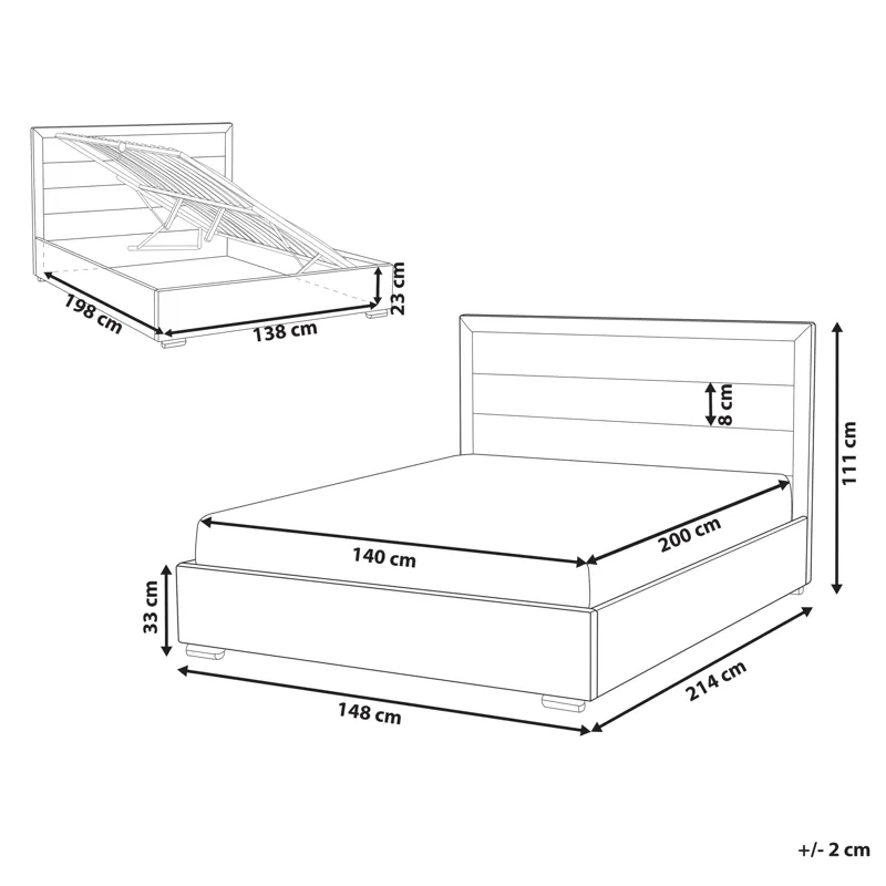Dobbeltseng med oppbevaring Rouen 140x200 cm - Lys beige - Møbler - Senger - Senger med oppbevaring