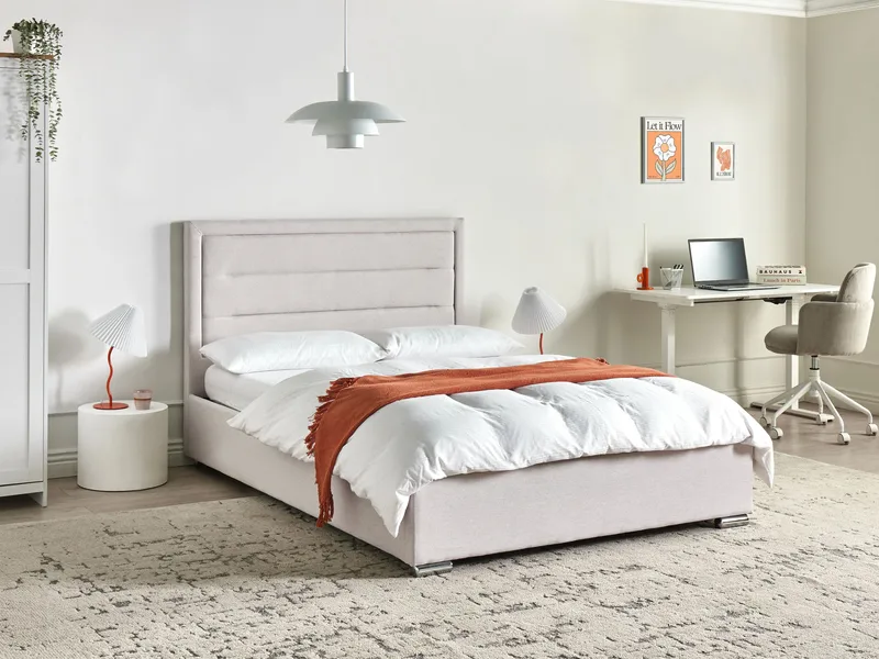 Dobbeltseng med oppbevaring Rouen 140x200 cm - Lys beige - Møbler - Senger - Senger med oppbevaring