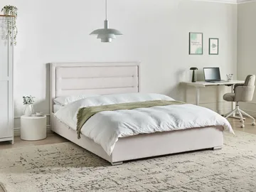 Dobbeltseng med oppbevaring Rouen 160x200 cm - Lys beige - Møbler - Senger - Senger med oppbevaring