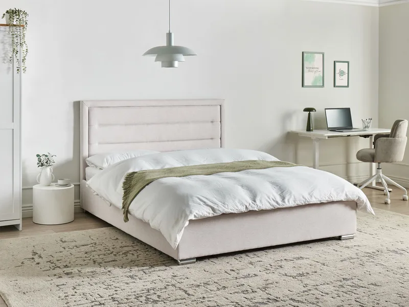 Dobbeltseng med oppbevaring Rouen 160x200 cm - Lys beige - Møbler - Senger - Senger med oppbevaring