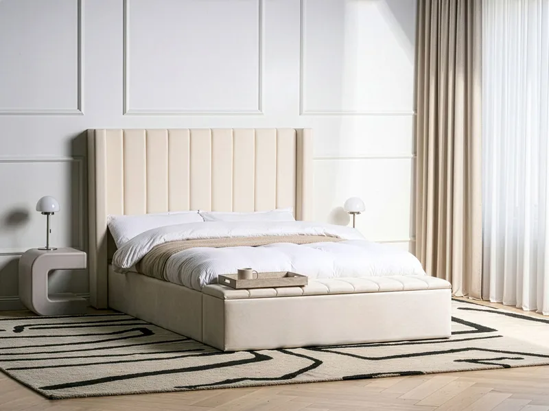 Dobbeltseng Noyers 140x200 cm - Off-White - Møbler - Senger - Senger med oppbevaring