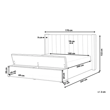 Dobbeltseng Noyers 140x200 cm - Off-White - Møbler - Senger - Senger med oppbevaring