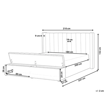 Dobbeltseng Noyers 180x200 cm - Off-White - Møbler - Senger - Senger med oppbevaring