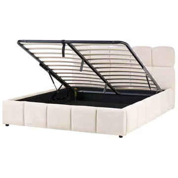 Dobbeltseng Noyon 160x200 cm - Lys beige - Møbler - Senger - Senger med oppbevaring