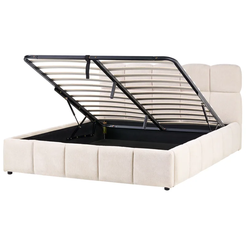 Dobbeltseng Noyon 160x200 cm - Lys beige - Møbler - Senger - Senger med oppbevaring