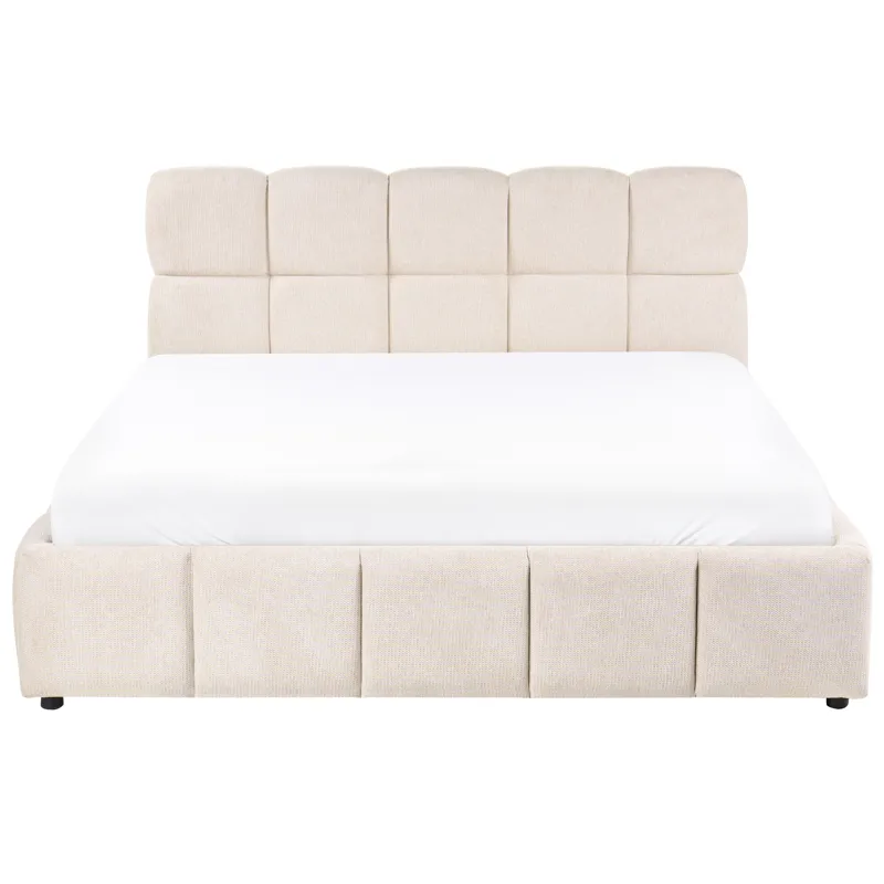 Dobbeltseng Noyon 160x200 cm - Lys beige - Møbler - Senger - Senger med oppbevaring