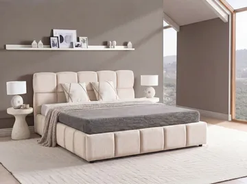 Dobbeltseng Noyon 180x200 cm - Lys beige - Møbler - Senger - Senger med oppbevaring
