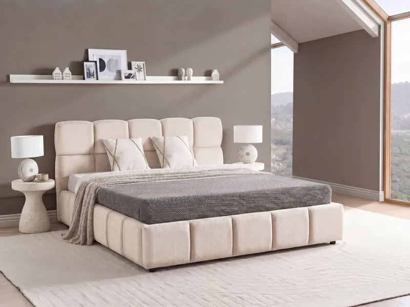 Dobbeltseng Noyon 180x200 cm - Lys beige - Møbler - Senger - Senger med oppbevaring