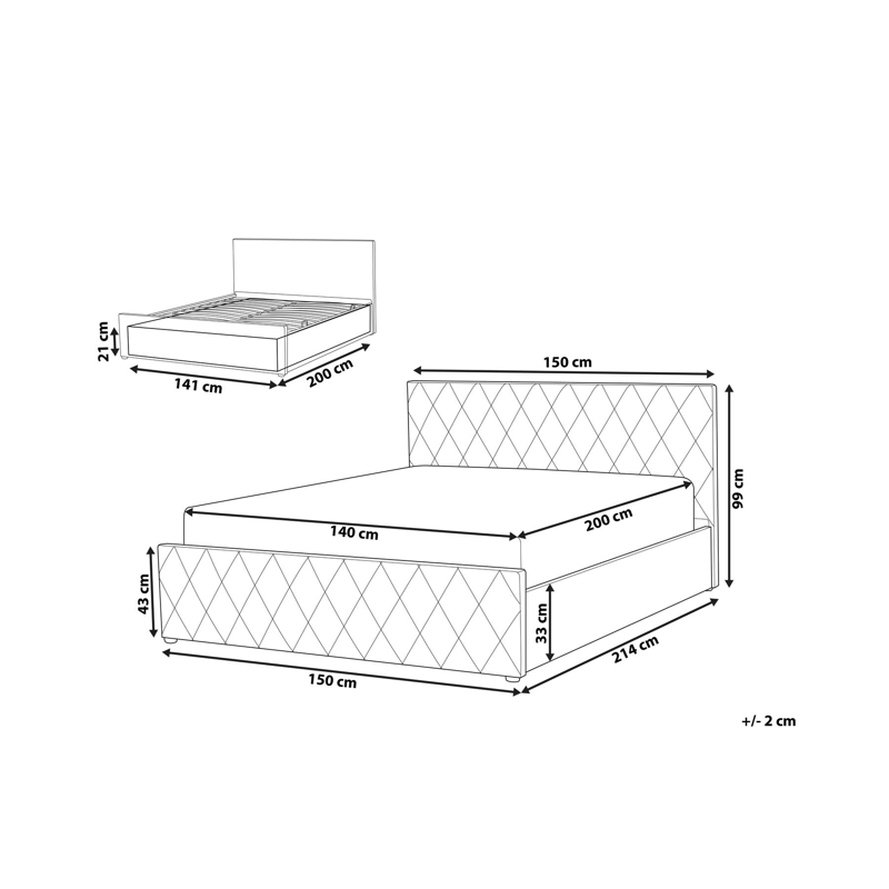 Dobbeltseng Rochefort 140x200 cm - Off-white - Møbler - Senger - Senger med oppbevaring
