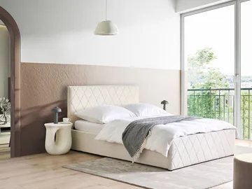 Dobbeltseng Rochefort 140x200 cm - Off-white - Møbler - Senger - Senger med oppbevaring