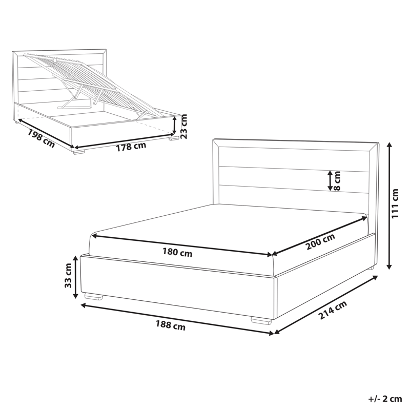Dobbeltseng Rouen 180x200 cm - Lys beige - Møbler - Senger - Senger med oppbevaring
