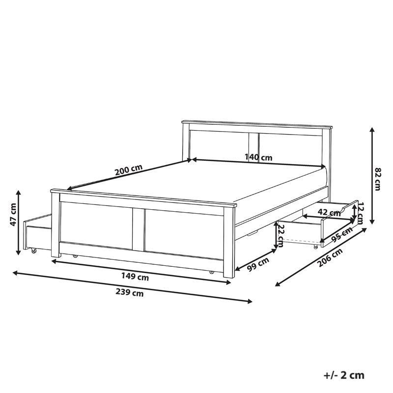 Dobbeltseng Sabran 180x200 - Hvit - Møbler - Senger - Sengeramme & sengestamme