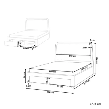 Dobbeltseng Sardent 160x200 - Off-white - Møbler - Senger - Senger med oppbevaring