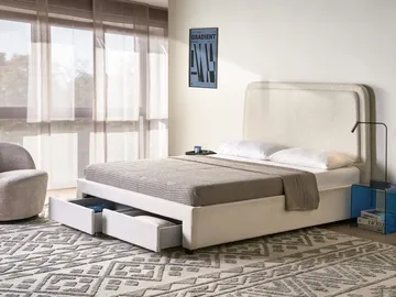 Dobbeltseng Sardent 160x200 - Off-white - Møbler - Senger - Senger med oppbevaring