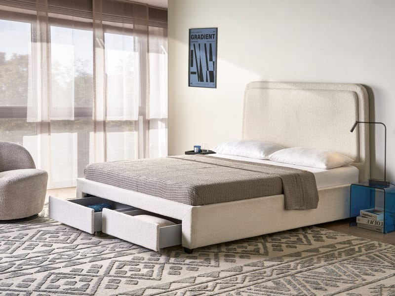 Dobbeltseng Sardent 160x200 - Off-white - Møbler - Senger - Senger med oppbevaring