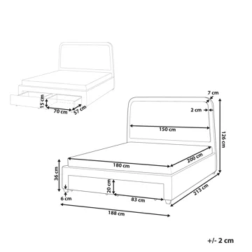Dobbeltseng Sardent 180x200 - Off-White - Møbler - Senger - Senger med oppbevaring