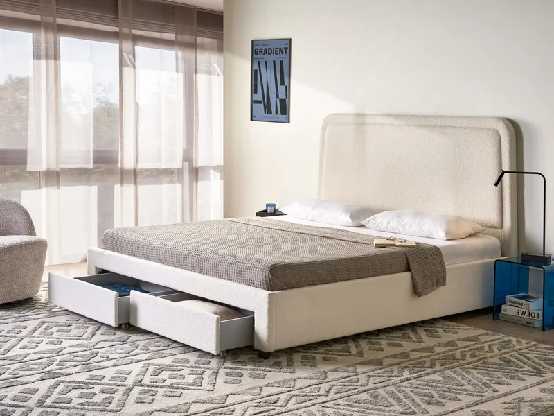 Dobbeltseng Sardent 180x200 - Off-White - Møbler - Senger - Senger med oppbevaring