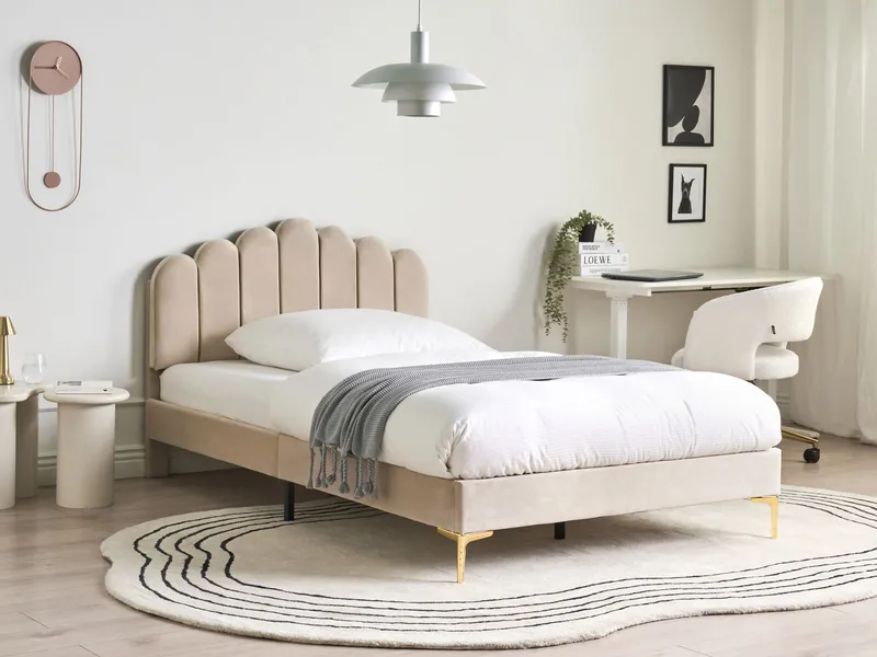 Dobbeltseng Sauvian 120x200 cm - Beige - Møbler - Senger - Sengeramme & sengestamme