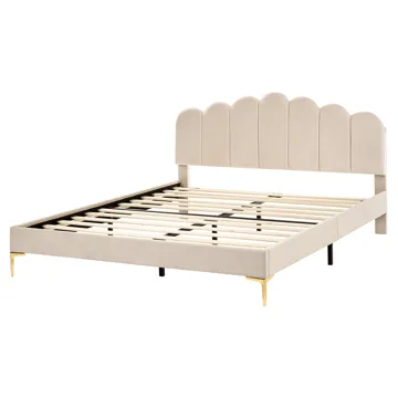 Dobbeltseng Sauvian 160x200 cm - Beige - Møbler - Senger - Sengeramme & sengestamme
