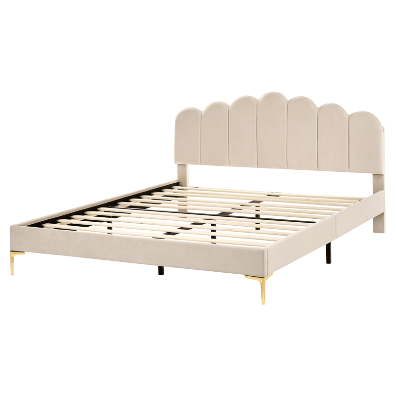 Dobbeltseng Sauvian 160x200 cm - Beige - Møbler - Senger - Sengeramme & sengestamme