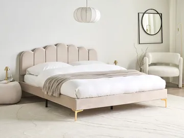 Dobbeltseng Sauvian 160x200 cm - Beige - Møbler - Senger - Sengeramme & sengestamme