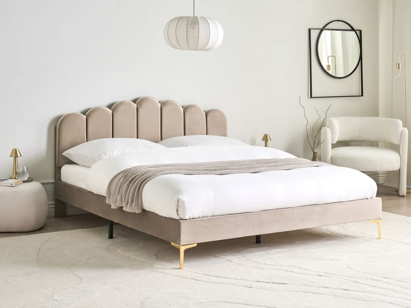 Dobbeltseng Sauvian 160x200 cm - Taupe - Møbler - Senger - Sengeramme & sengestamme