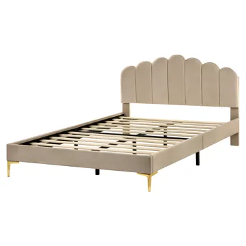 Dobbeltseng Sauvian 160x200 cm - Taupe - Møbler - Senger - Sengeramme & sengestamme