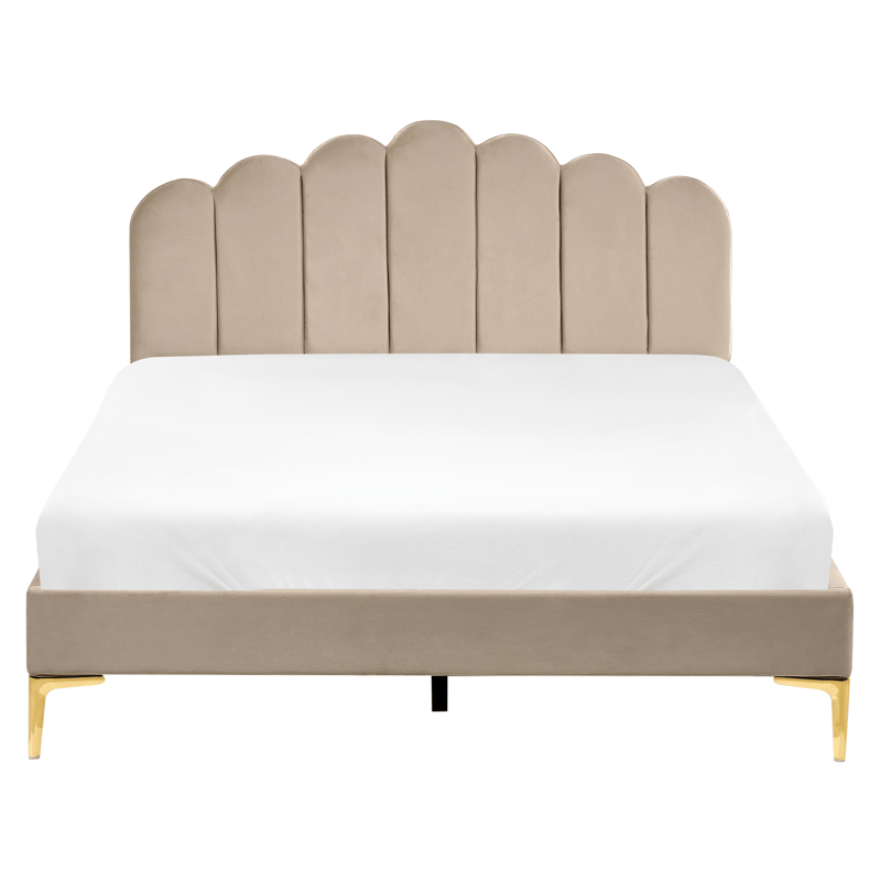 Dobbeltseng Sauvian 160x200 cm - Taupe - Møbler - Senger - Sengeramme & sengestamme