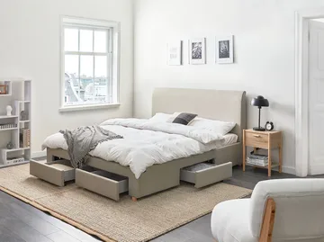 Dobbeltseng Soutrin 160x200 cm - Beige - Møbler - Senger - Senger med oppbevaring