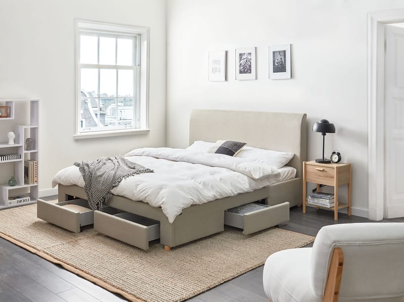 Dobbeltseng Soutrin 160x200 cm - Beige - Møbler - Senger - Senger med oppbevaring