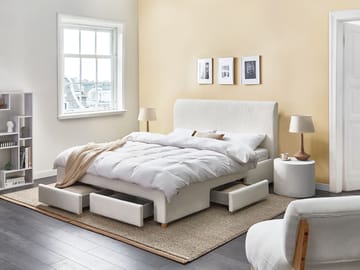 Dobbeltseng Soutrin 160x200 cm - Off-white - Møbler - Senger - Senger med oppbevaring