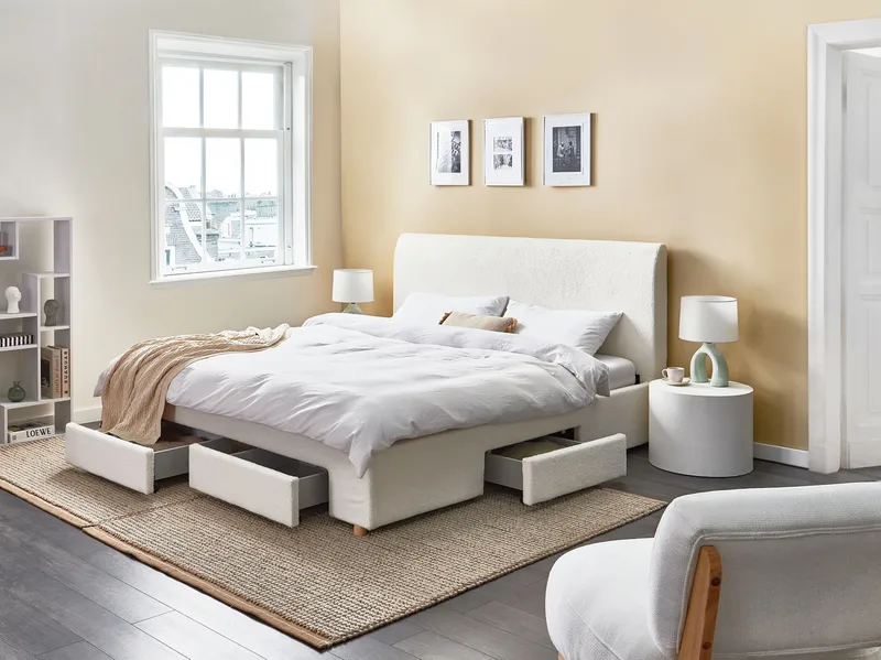 Dobbeltseng Soutrin 180x200 cm - Off-white - Møbler - Senger - Senger med oppbevaring