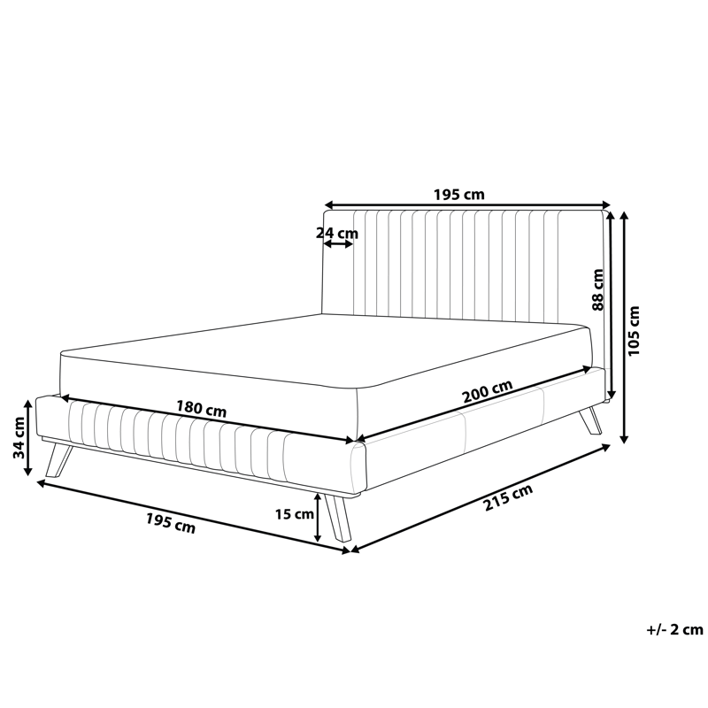 Dobbeltseng Talence 180x200 - Lysegrå - Møbler - Senger - Sengeramme & sengestamme