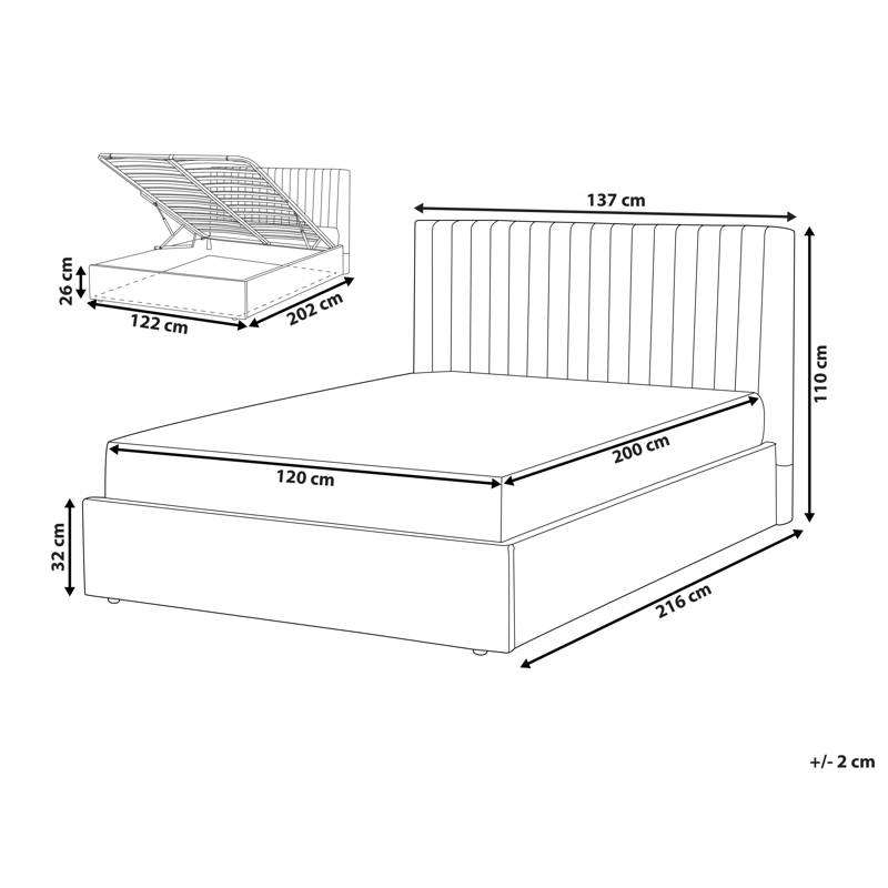 Dobbeltseng Vion 120x200 cm - Beige - Møbler - Senger - Senger med oppbevaring