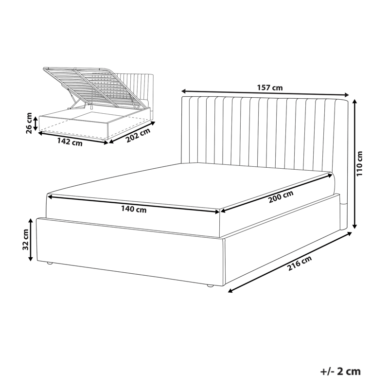 Dobbeltseng Vion 140x200 cm - Grønn - Møbler - Senger - Senger med oppbevaring