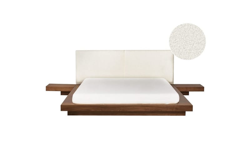 Dobbeltseng Zen med lamellramme Brun-hvit, 160x200 cm, Brun-hvit, 160x200 cm