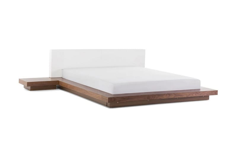 Dobbeltseng ZEN med Nattbord og LED 180x200 brun, Brun